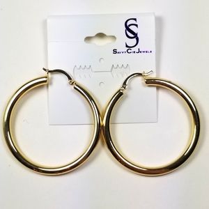 Savvy Cie Jewels 18K Gold Plated Hoop Earrings NWT